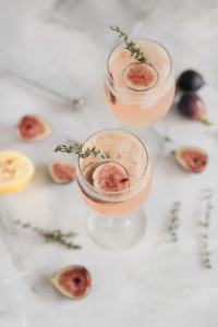 Flat lay of light pink cocktails