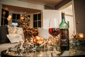 Mulled wine on a table in a living room