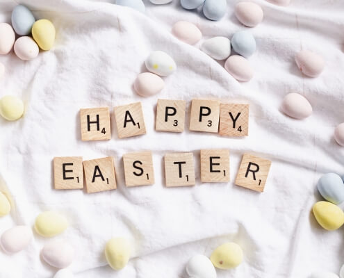Picture of letters spelling Happy Easter