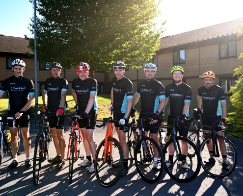 Picture of the Cavanna Homes cycling Team with the bikes