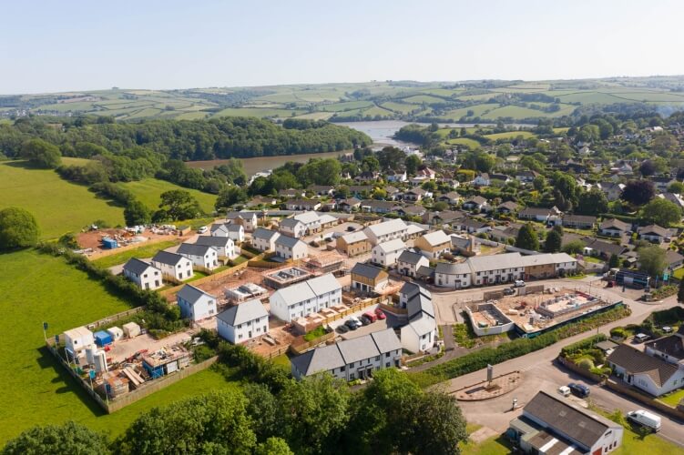 Aerial photograph of construction work taking place.