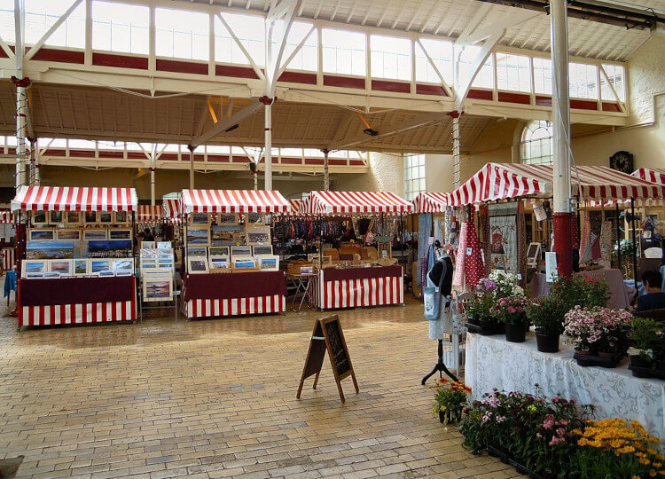 Market stalls inside Bideford's market hall