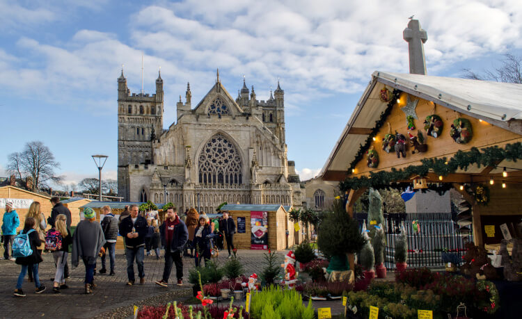 Exeter Christmas Market by Exeter Cathedral.