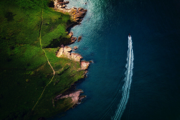 Overhead shot of South West coastline