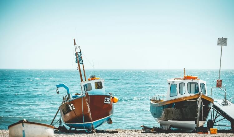 Boats by the Devon coast